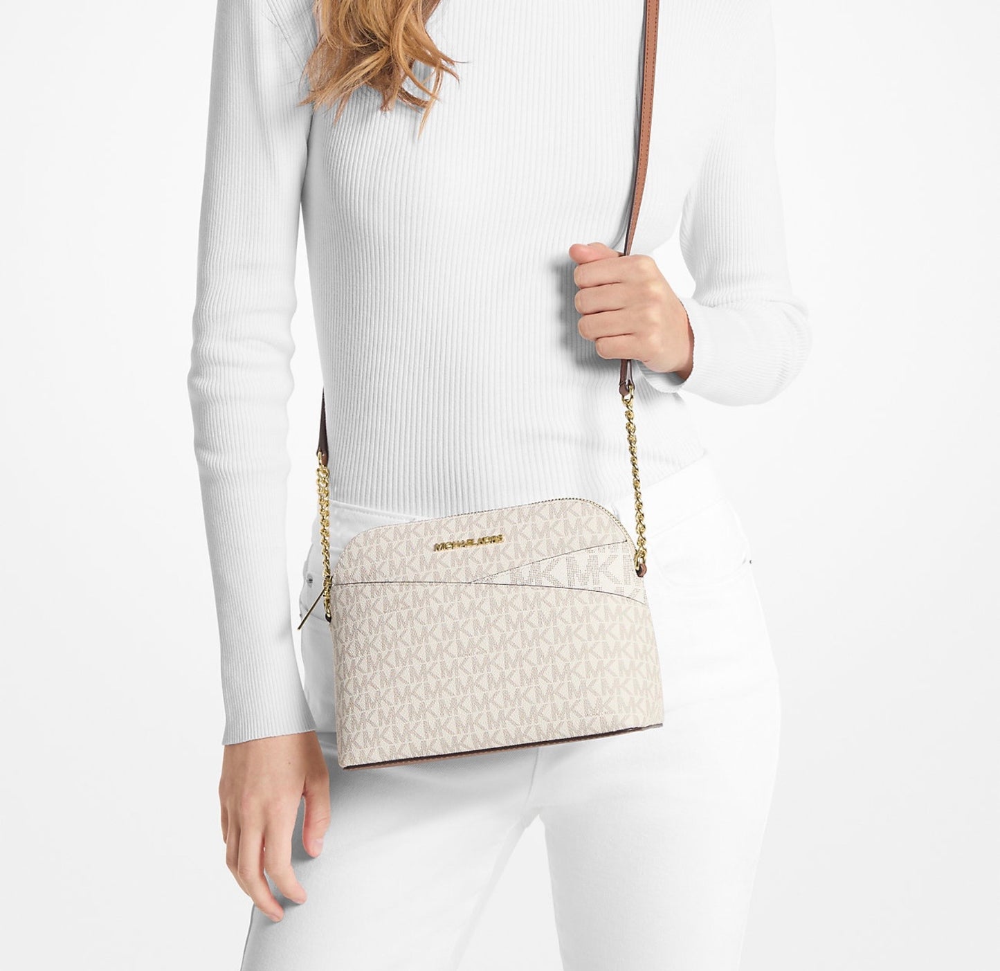 Michael Kors Jet Set Travel Medium Logo Dome Crossbody Bag