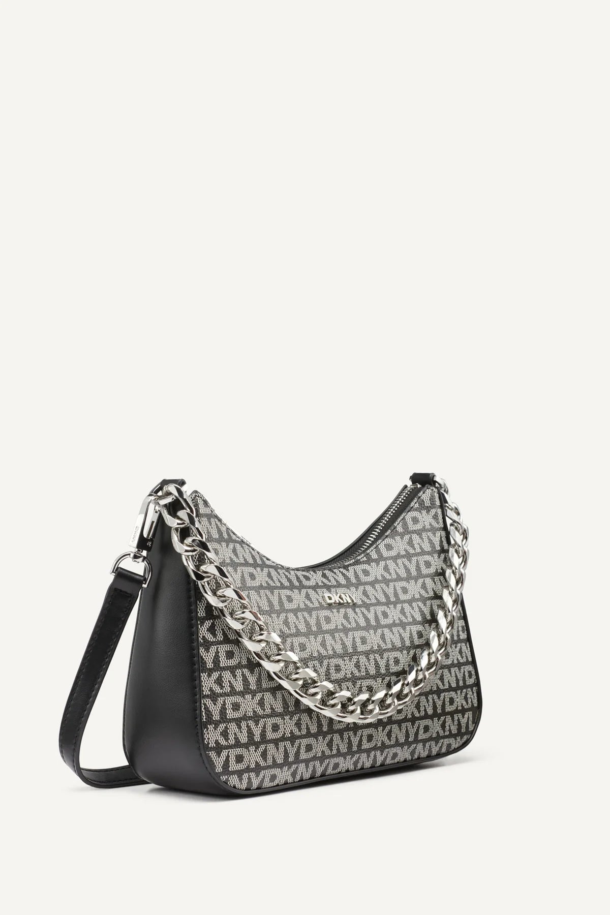 DKNY JENNA LOGO DEMI CROSSBODY BAG - BLACK LOGO/BLACK / One Size