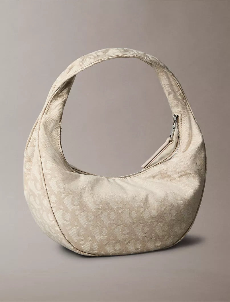 CK Allover Monogram Logo Crescent Shoulder Bag