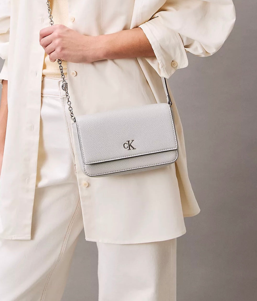 CK Archive Hardware Flap Crossbody Bag Grey - Amariah