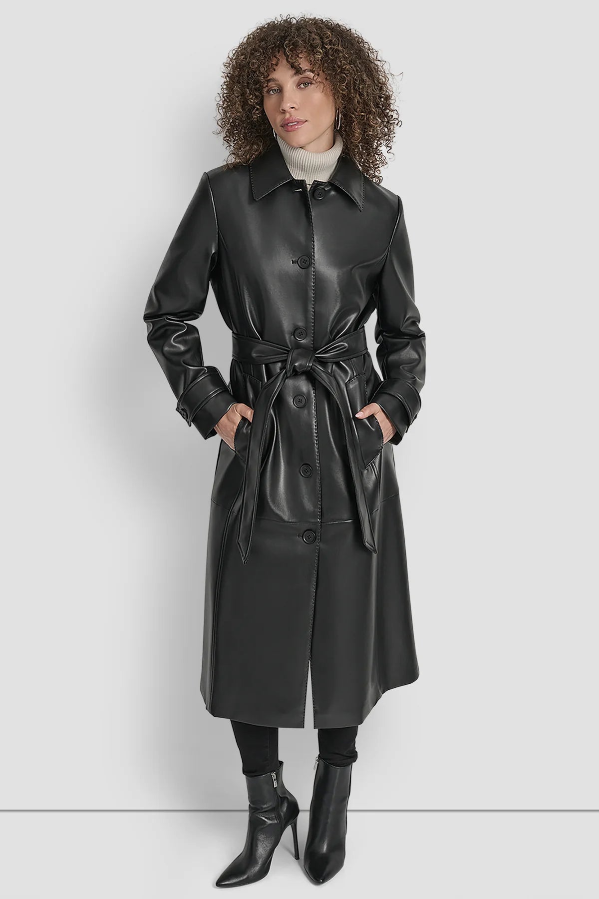 FAUX LEATHER LONG TRENCH dkny lebanon
