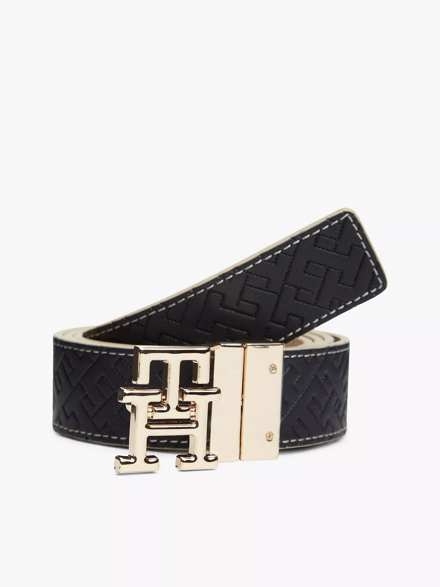 Tommy Monogram Buckle Reversible Leather Belt Lebanon