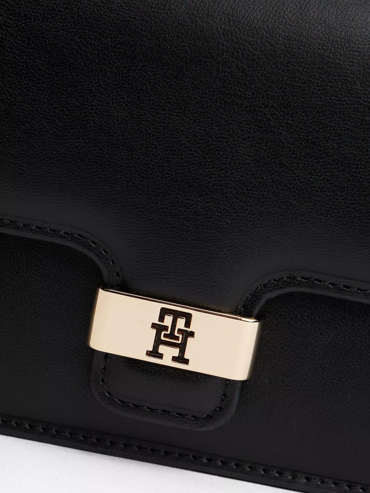 Tommy Hilfiger Monogram Clasp Pebbled Flap Clutch