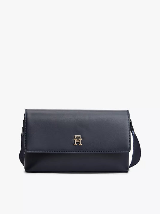 Tommy Navy Pebbled Flap Crossbody Bag