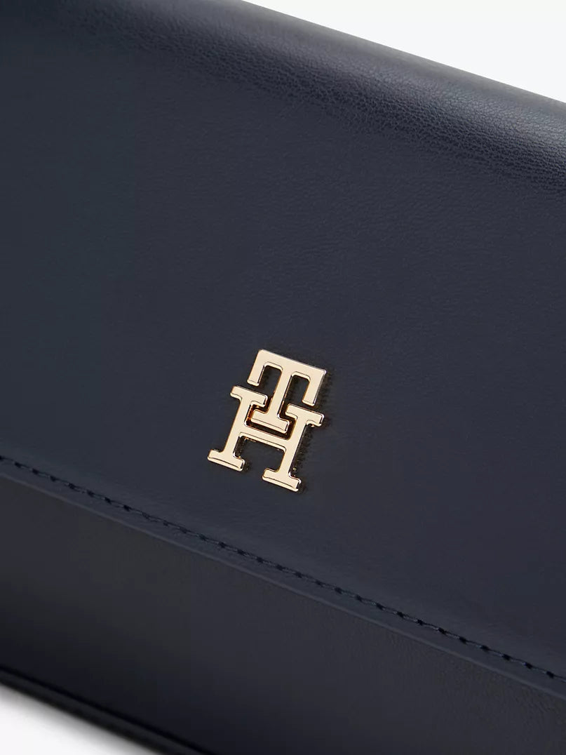Tommy Navy Pebbled Flap Crossbody Bag