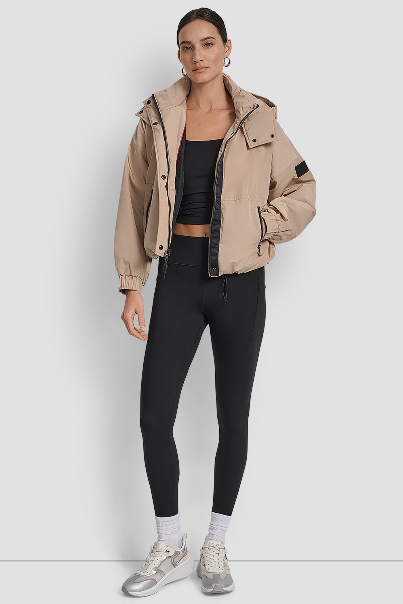 DKNY SHORT LOGO EMBELLISHED HOODED JACKET - Amariah