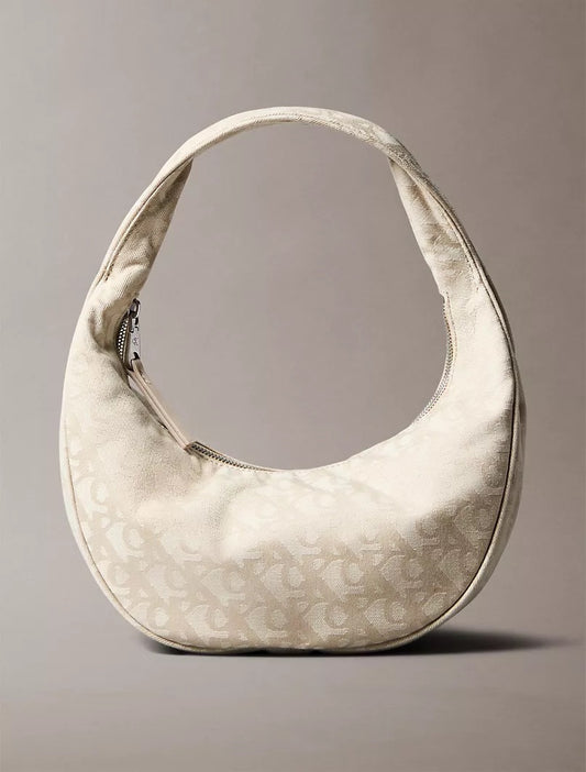CK Allover Monogram Logo Crescent Shoulder Bag