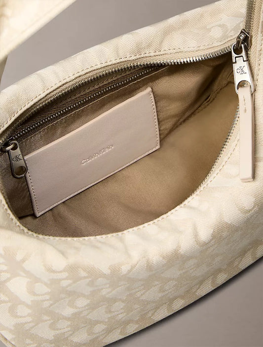 CK Allover Monogram Logo Crescent Shoulder Bag