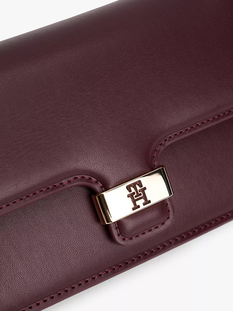 Tommy Monogram Clasp Pebbled Flap Clutch Lebanon