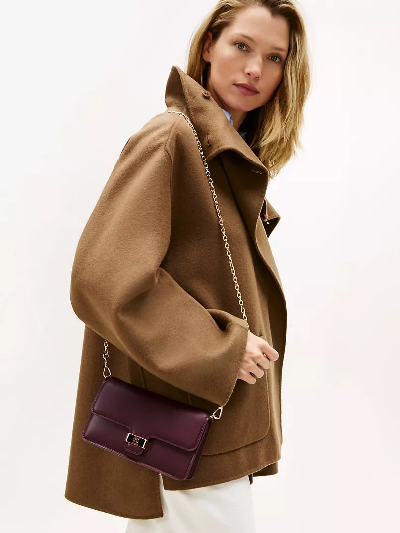 Tommy Monogram Clasp Pebbled Flap Clutch Lebanon